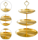 fruitschaal van roestvrij staal, goudkleurig, drielaags, 17+20+23cm