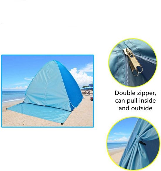 TDR-Strandtent- pop-up strandtent-draagbare tent-Anti-UV 50+ -  blauw met draagtas