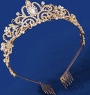 Betoverende Diadeem Kroon met Zijdelingse Kammen - Schitterend Accessoire voor Speciale Gelegenheden-goud