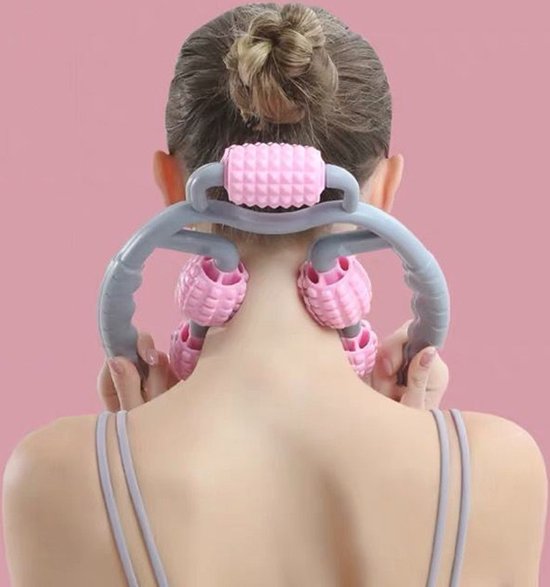 Fitness & Massage Set - De ultieme combinatie voor verbetering van lichaamsvorm en ontspanning - 1x Multifunctionele fitness en afslank klem & 1x Massage handvat met Rollers - Roze