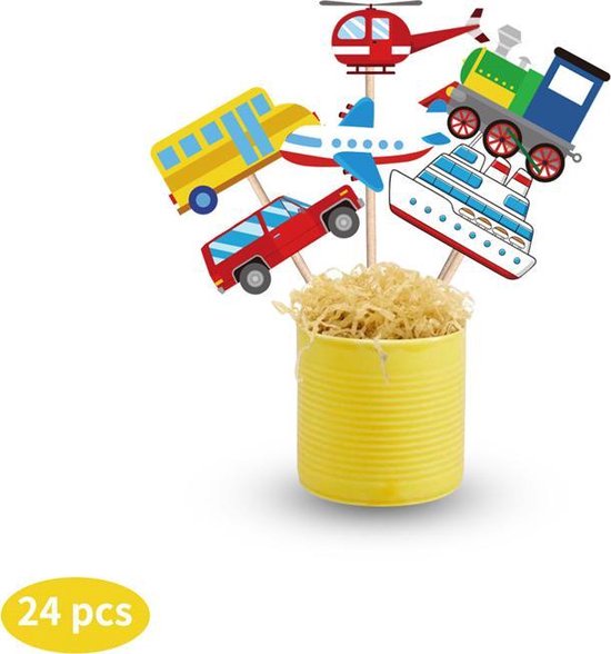 45 delig verjaardagset - Thema: Vervoer (Boot, Helikopter, Bus, Trein, Vliegtuig,  Auto) - Versiering voor feestjes, verjaardag
