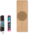TDR -  Yoga mat - Natuurlijk kurk en TPE - vrij van schadelijke stoffen, hypoallergeen en 100% (biologisch) afbreekbaar -  zeer geschikt voor Yin Yoga en Kundalini Yoga met draagtas met draagtas en draagband- 183x66x0,5 cm - houdingslijn motief