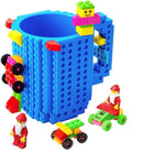 Build on Brick Mug - blauw - 350 ml - bouw je eigen mok met bouwsteentjes - BPA vrije drinkbeker cadeau voor kinderen of volwassenen - koffie thee limonade of andere dranken - pennenbeker - creatief accessoire voor op bureau