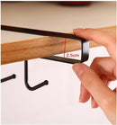 Keukenhaak Onder Plank – Set van 4 – Metaal – Zwart – 6 Haken – Ophangrek voor Keukengerei, Mok, Handdoek – afbeelding 9