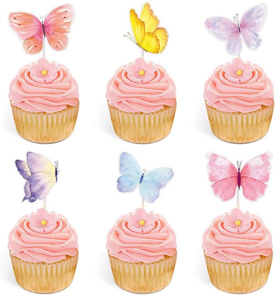 48 delig cup cake/fruit prikkers - Thema: vlinder -voor deco