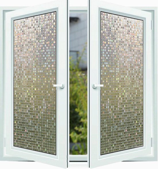 Statische lijmvrije glasfolie 3D schaal-Anti inkijk-Zelfklevend-Zonwerend- Schub - 90x200CM