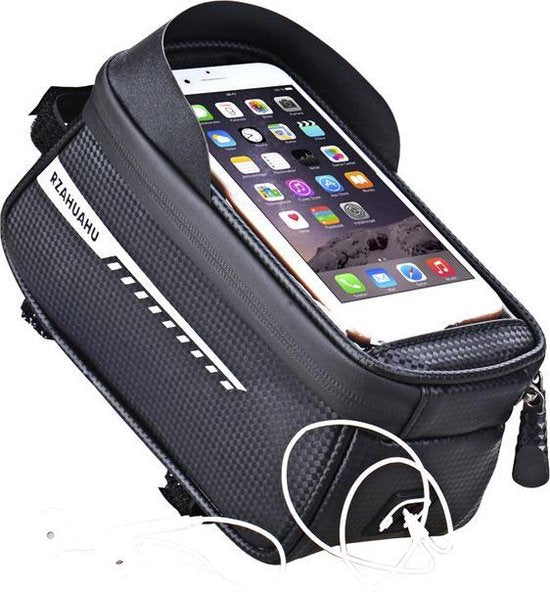 Waterdichte Fietsstuurtas Met Aanraakscherm En Zonneklep, Fietstelefoontas Met Grote Capaciteit (voor Iphone Samsung En Andere Smartphones Onder 6,5 Inch)-  zwart 21 * 9 * 10,5 cm
