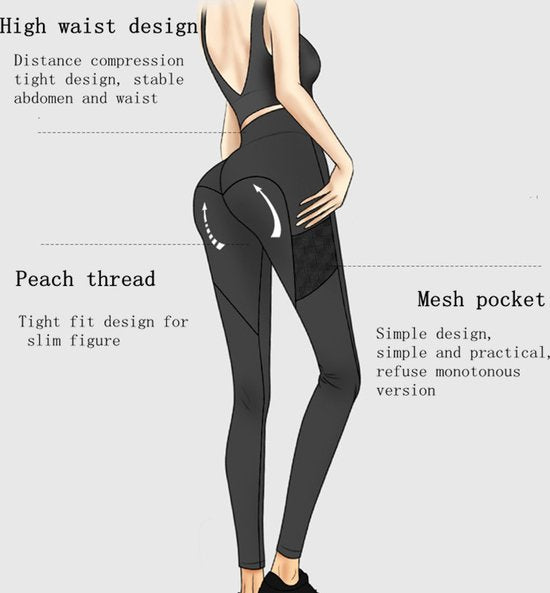 Fitness broek - Sportlegging - Yoga Broek - Yogalegging - Dames - Zwart M