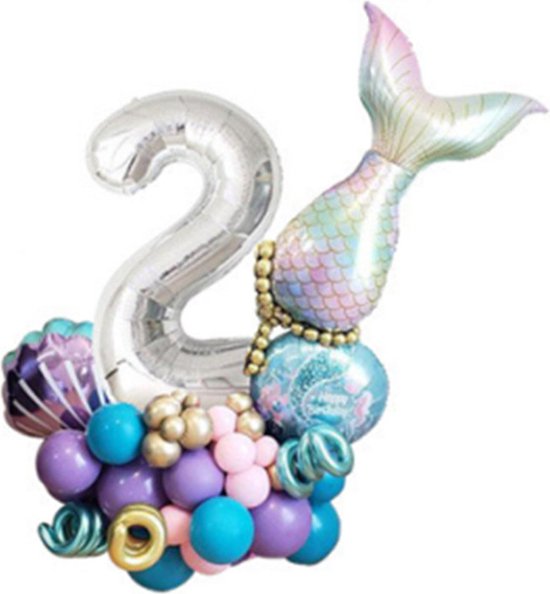 Unikorf Digitale Zeemeermin Ballon Set 2-jaar Decoratie