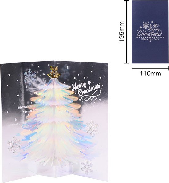2 STUKS Betoverende 3D-Kerstboom Pop-up Kaart - Stuur een Magische Kerstgroet-blauw