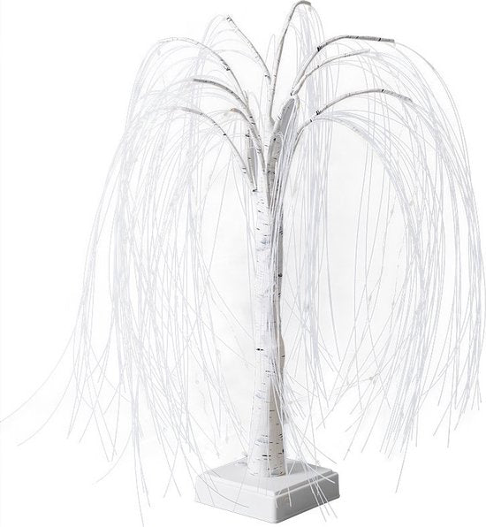 Stijlvolle LED Wilgenboom Lamp 50cm hoog met 7 modi-voor Woonkamer en Slaapkamer - Dual Power (USB & Batterij), Warm Wit Sfeerlicht, Energiezuinig & Veelzijdig Design-wit