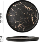 2-delige Luxe Marmeren Bordenset -Stijlvol Serveerbord voor Diner en Lunch- Modern & Stijlvol Ontwerp-Mat Zwart (Ø25,2 cm & Ø20 cm)