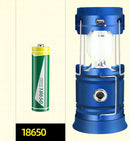 Solar LED Campinglamp Blauw - Handvat, USB, Powerbank, IP10