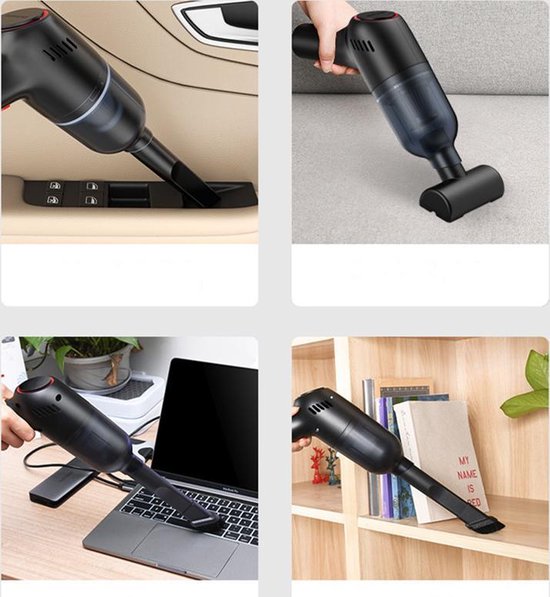 Compacte Krachtpatser - Multifunctionele Mini Stofzuiger Incl. 3 Opzetstukken, USB Oplaadbaar, voor Auto, Laptop & Meer - Afmetingen 25,5x17x7,5 cm