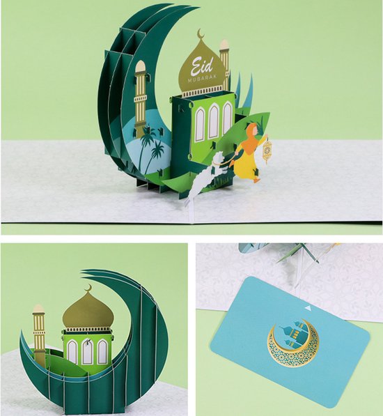 3D pop-up wenskaart Eid Mubarak-Inclusief envelop
