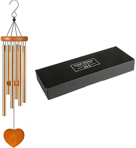 Waterdichte aluminium windgong voor buiten, goudkleurig, 65 cm lang