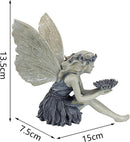 Fee met Zonnebloem - Verlichte Hars Tuindecoratie 15x7.5x13.