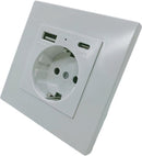 Inbouwstopcontact USB-A & USB-C - Wit - Kinderbeveiliging