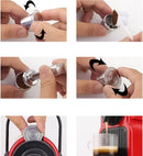 5 delige Herbruikbare RVS Nespresso Capsule Set met Tamper, Afsluitclip, Maatschep en Reinigingsborstel - Compleet en Duurzaam Koffiezetplezier