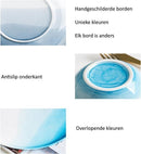 4 stuks porselein - uniek handgeverfde bord - ⌀ 25.4CM