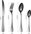 24-delig Zwart RVS Bestek Set voor 6 Personen - Luxe