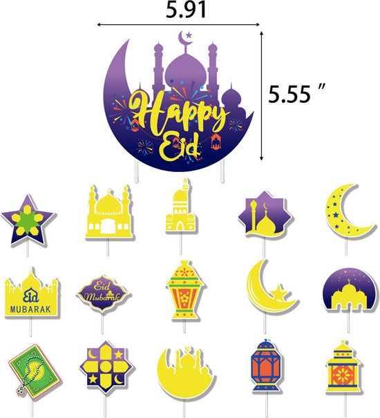 39 delig feestdecoratie set - Thema: Eid Mubarak / Ramadan / Suikerfeest