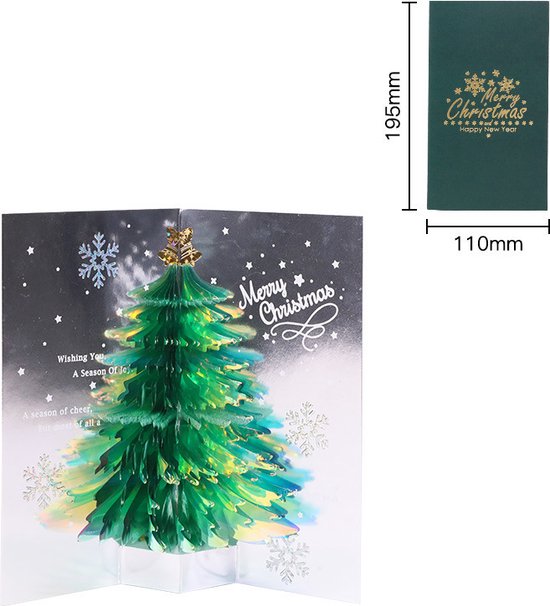 2 STUKS Betoverende 3D-Kerstboom Pop-up Kaart - Stuur een Magische Kerstgroet-groen