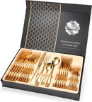24-delig Luxe Goudkleurig Bestekset - RVS - Voor 6 Personen - Familie-set - Elegant Design