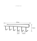 Keukenhaak Onder Plank – Set van 4 – Metaal – Zwart – 6 Haken – Ophangrek voor Keukengerei, Mok, Handdoek – afbeelding 4