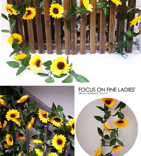 3stuks Zonnebloem Slinger Decoratie Set lengte van 2,25 meter-perfect voor themafeesten, bruiloften en thuisdecoratie