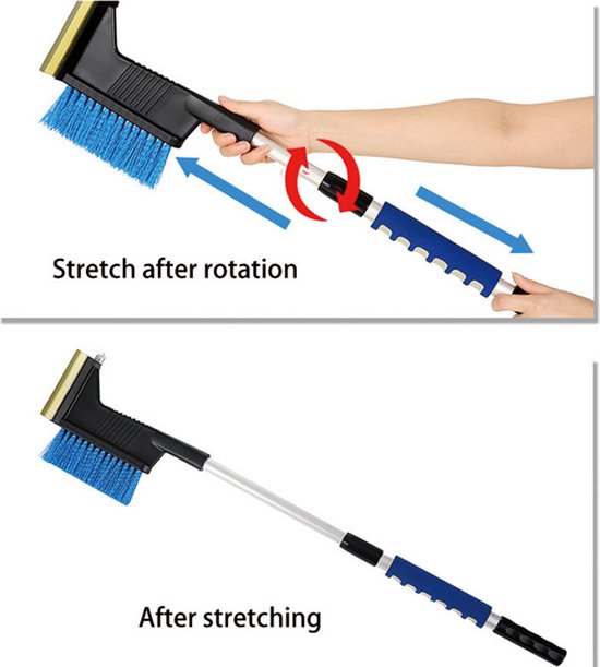 3-in-1 ijskrabber/sneeuwveger + noodhamer, uitschuifbaar