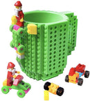 Build on Brick Mug - groen - 350 ml - bouw je eigen mok met bouwsteentjes - BPA vrije drinkbeker cadeau voor kinderen of volwassenen - koffie thee limonade of andere dranken - pennenbeker - creatief accessoire voor op bureau -HnD
