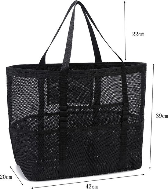 Multifunctionele Opvouwbare Strandtas - Ruime en Duurzame Tas voor Strand, Picknick en Meer-zwart