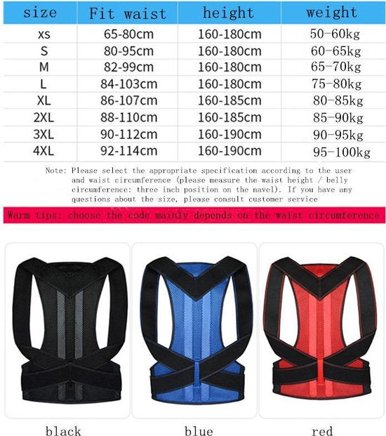 TDR Houding Correctie Brace - Postuur Corrector - Zwart S