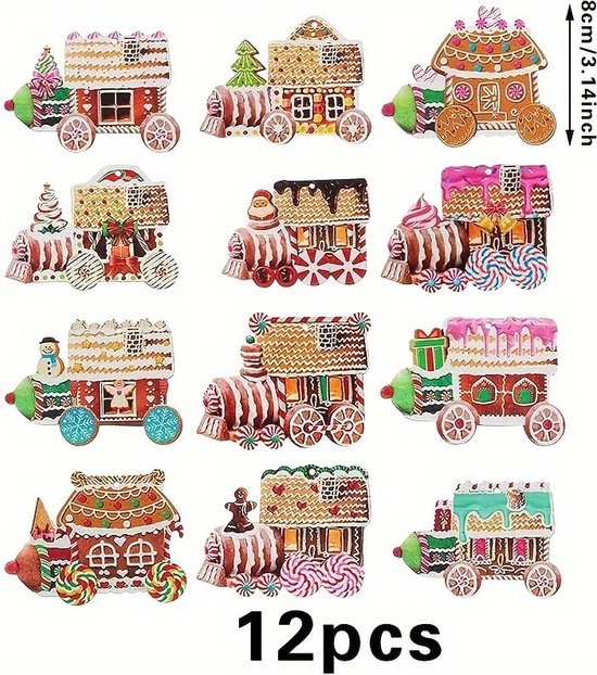 24-delige Set Houten Kersthangers – Snoeptrein Decoraties voor Kerstboom-Unieke Hangdecoratie voor Kerstboom en Cadeaus
