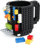 Build on Brick Mug - zwart- 350 ml - bouw je eigen mok met bouwsteentjes - BPA vrije drinkbeker cadeau voor kinderen of volwassenen - koffie thee limonade of andere dranken - pennenbeker - creatief accessoire voor op bureau