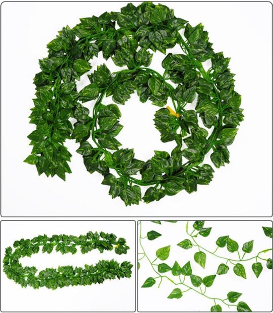 24 stuks*2 meter Klimop Slinger - Backdrop Decoratie Plant voor Huis en Tuin-Kunst Hangplant- Scindapsus Pictus-Drakenklimop Kunstplanten voor Binnen en Buiten