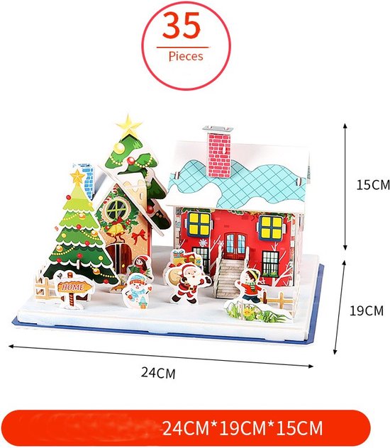 3D Kersthuis Puzzel – Winterse Magie en Educatief Speelplezier -voor Jong en Oud
