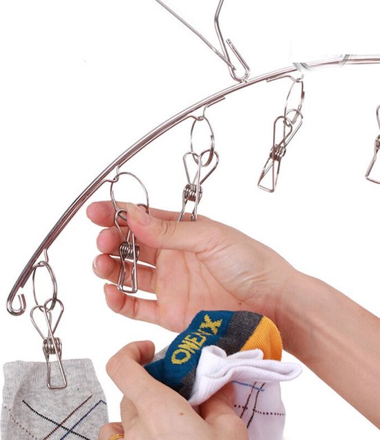 3x RVS Sokkenrek en Ondergoed Droger met 10 knijpers