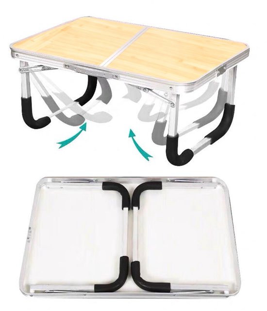 Auto Opvouwbare Tafel Bed Bureau LAPTOP TAFEL Aluminiumlegering Bamboe Kleur (60X40)