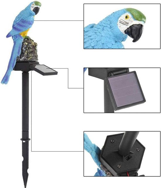 Xtraworks buitenlamp fakkel zonne-energie blauwe papegaai