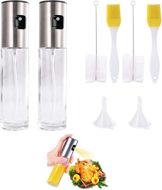 4 delige Stijlvolle en Praktische Glazen Spuitflessenset 100ml -BBQ Accesoires-Lekvrij en Ergonomisch - Ideaal voor Olie en Azijn-2sets