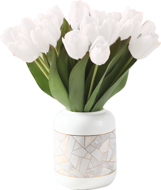 Merkloos 10 Kunst Tulpen - Realistisch, Duurzaam & Wit