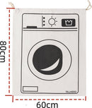 Set van 3 grote Stijlvolle Linnen Opbergzakken met Trekkoord - 80x60 cm - 226 Liter - Alfabet, Wasmachine en Auto Design
