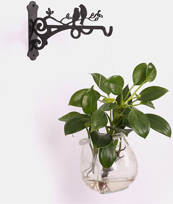 prachtige metalen vogelhaak-Plantenhanger -Bloempotten ophanghaken-zwart