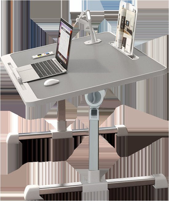 TDR-Inklapbaar en Verstelbaar Bedtafel-Laptoptafel-in hoogte verstelbaar minibureau-Schoottafel-Grijs