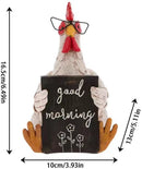 Tuindecoratie haan met bril 'Good Morning' 16,5 cm