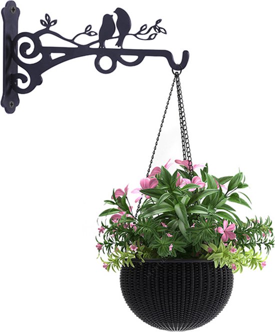 prachtige metalen vogelhaak-Plantenhanger -Bloempotten ophanghaken-zwart