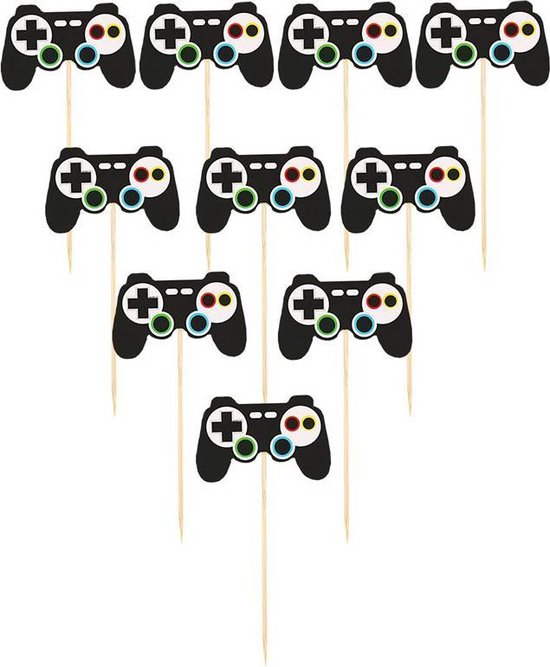 48 delig cup cake/fruit prikkers - Thema: Gaming - voor decoreren van cake, fruit, cup cake, muffin en andere desserts