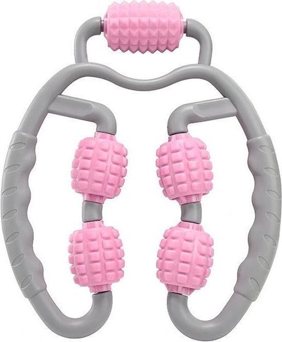 Fitness & Massage Set - De ultieme combinatie voor verbetering van lichaamsvorm en ontspanning - 1x Multifunctionele fitness en afslank klem & 1x Massage handvat met Rollers - Roze